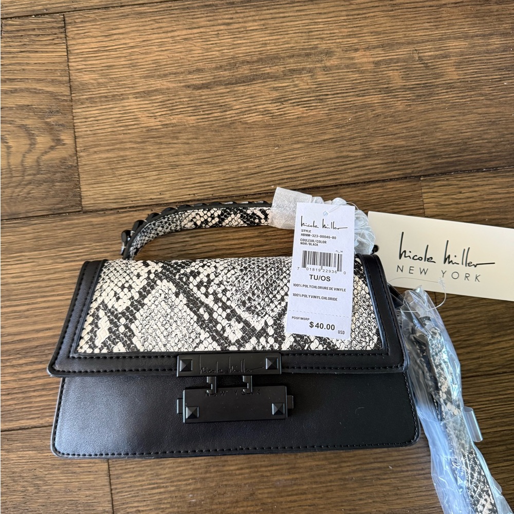 Nicole Miller Black and Gray Mini Bag